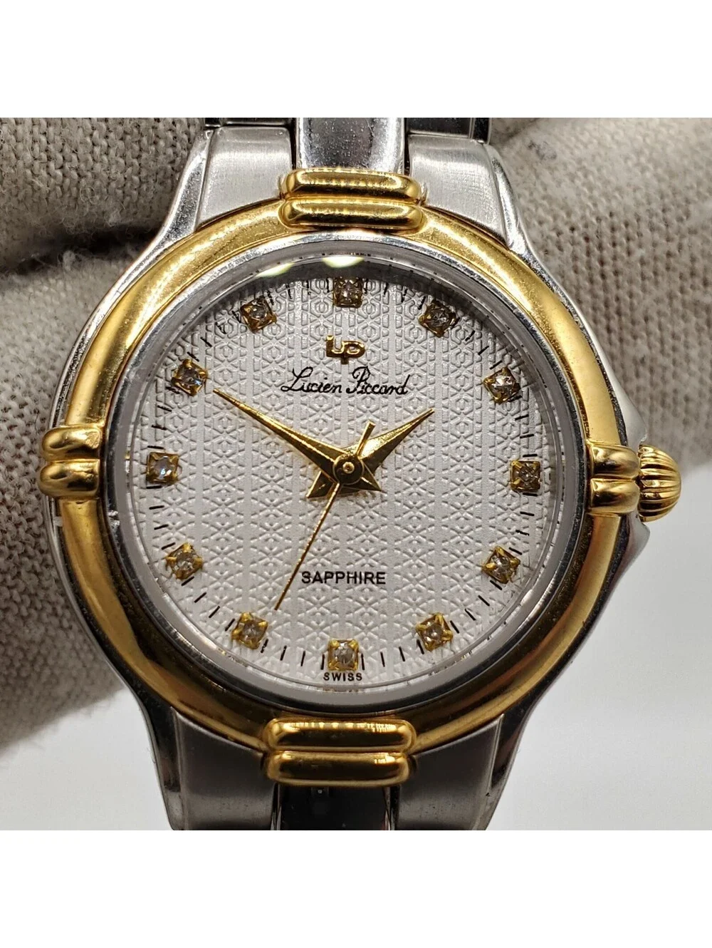 Lucien Piccard Sapphire Crystal Womens Watch 25mm Two-Tone New Battery